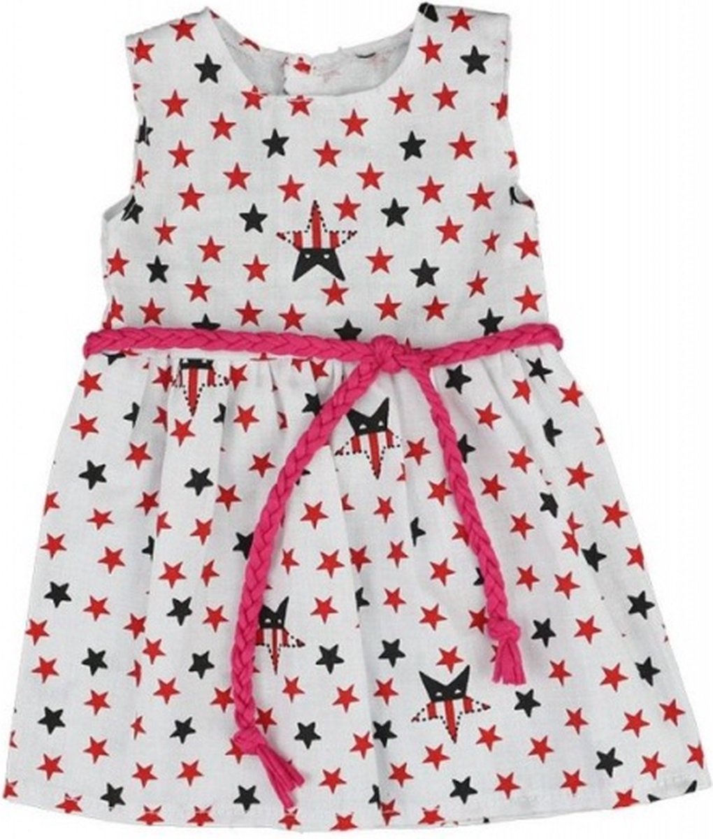 ApolloX babypoppenjurk Stars 46 cm wit